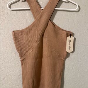 Vine & Love Beige Ribbed Top